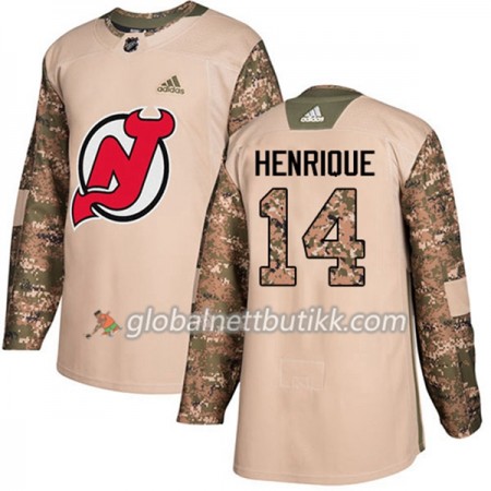 New Jersey Devils Hockeydrakt Adam Henrique 14 2017-2018 Camo Veterans Day Practice Adidas Authentic - Herre